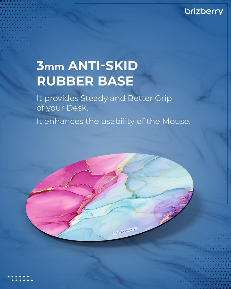 ARTBRIZ Brizberry Mouse Pad, Large Printed Waterproof Anti Skid Rubber Base for Desktop Laptop PC Office Gaming 240 X 240 X 3 mm [20% Larger] (Marble Texture 4, Pack of 1) - Image 4