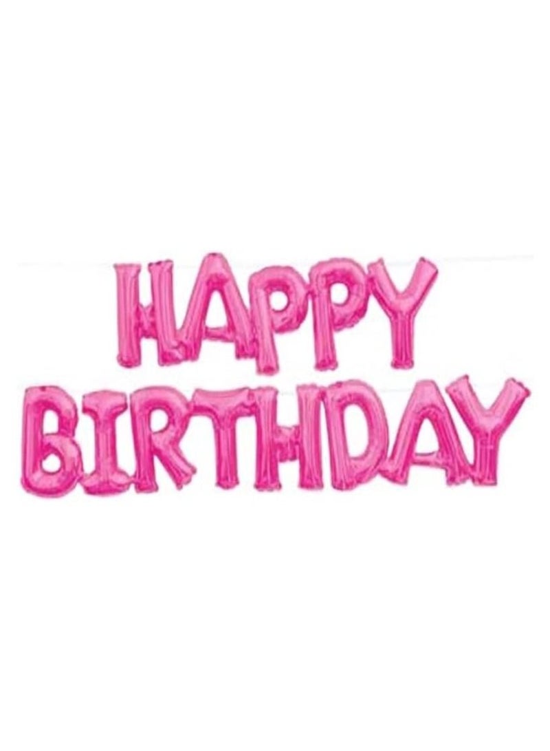 JOLLITY LLC Happy Birthday Letters Balloons Uppercase Conjoined Alphabet Foil Balloon Boy Girl Birthday Party Decoration Banner Pink - Image 1