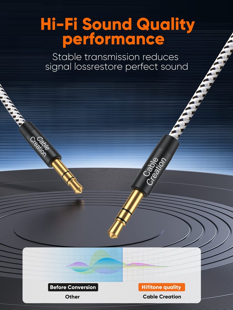 CableCreation كابل كرييشن 2-باك كابل صوت 3.5 مم (3 أقدام / 0.9 متر) ، كابل صوت ستيريو ذكر إلى ذكر 3.5 مم للسيارة ، سماعات الرأس ، الهواتف الذكية ، إيكو دوت ، أنظمة الصوت المنزلية / السيارة ، أجهزة الكمبيوتر المحمولة ، مكبرات الصوت والمزيد - Image 4