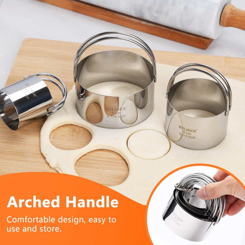 HULISEN Stainless Steel Biscuit Cutter Set, Flour Duster, Pastry Scraper and Dough Blender, Sturdy & Long-Lasting with Ergonomic Rubber Grip, Professional Baking Dough Tools, Gift Package (4 Pcs/Set) - Image 4