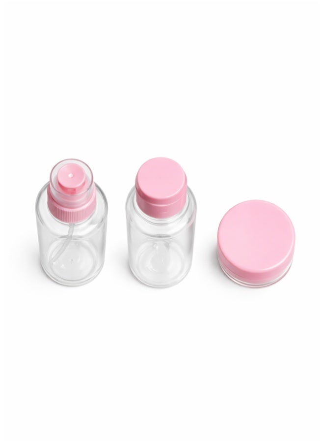 Crazy Boss 3pc Refillable Travel Bottle Set – Leak-Proof TSA Approved Toiletries Kit – Portable Cosmetic Containers for Shampoo, Lotion & Sprays Pink - Image 2