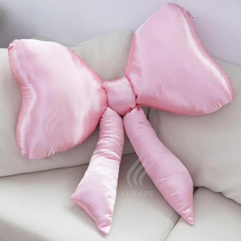 Luxape Bow Pillow - Big Bow Throw Pillow - Bow Shaped Pillow - Silky Satin - Coquette Decor - Bow Room Decor - Pink Bow Pillow - Bow Nursery Decor - Pink Room Decor - Image 3