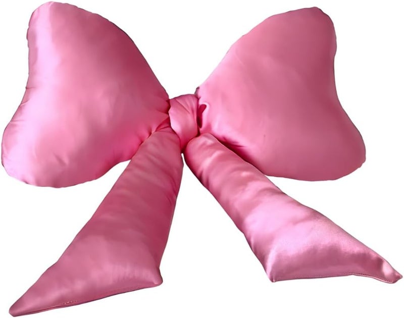 Luxape Bow Pillow - Big Bow Throw Pillow - Bow Shaped Pillow - Silky Satin - Coquette Decor - Bow Room Decor - Pink Bow Pillow - Bow Nursery Decor - Pink Room Decor - Image 1