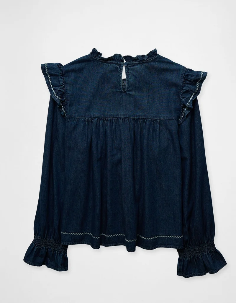 American Eagle  AE Long-Sleeve Denim Blouse for Women | Best Price UAE