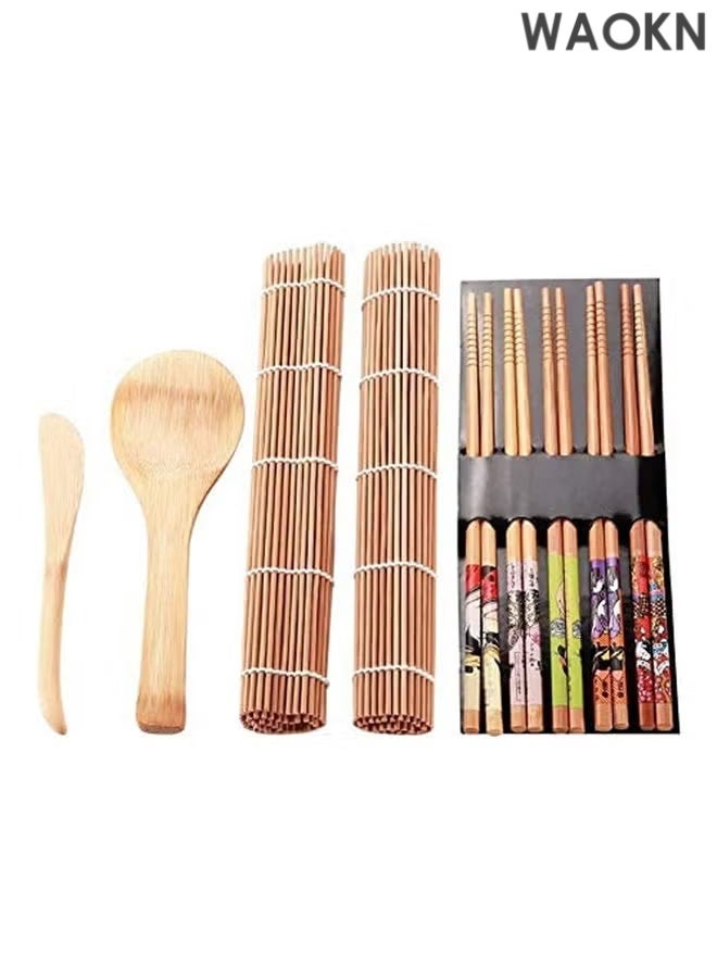 WAOKN Handy Generic Sushi Making Kit, Bazooka Maker with Bamboo Sushi Rolling Mat, Chopsticks, Rice Paddle, Spreader, Cooking Sushi Gifts for Sushi Lovers Beginners Pros,,Attractive Addition To Any Kitchen - Image 1