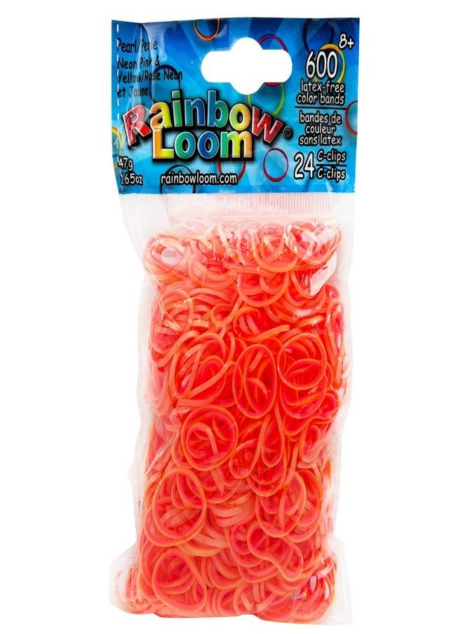 Rainbow Loom Rainbow Loom® Pearl Collection: Neon Orange & Yellow Rubber Bands with 24 C-Clips (600 Count)  - Image 1