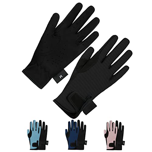 Thapower Kids Horse Riding Gloves Mesh Breathable Children Equestrian Horseback Boys & Girls Youth Outdoor Biking Cycling Sport Mitts Black S - Image 1