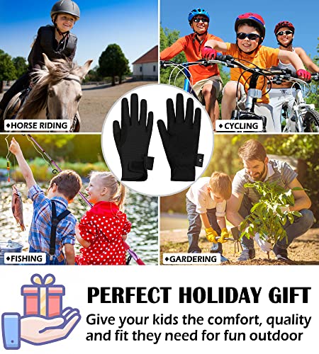 Thapower Kids Horse Riding Gloves Mesh Breathable Children Equestrian Horseback Boys & Girls Youth Outdoor Biking Cycling Sport Mitts Black S - Image 5