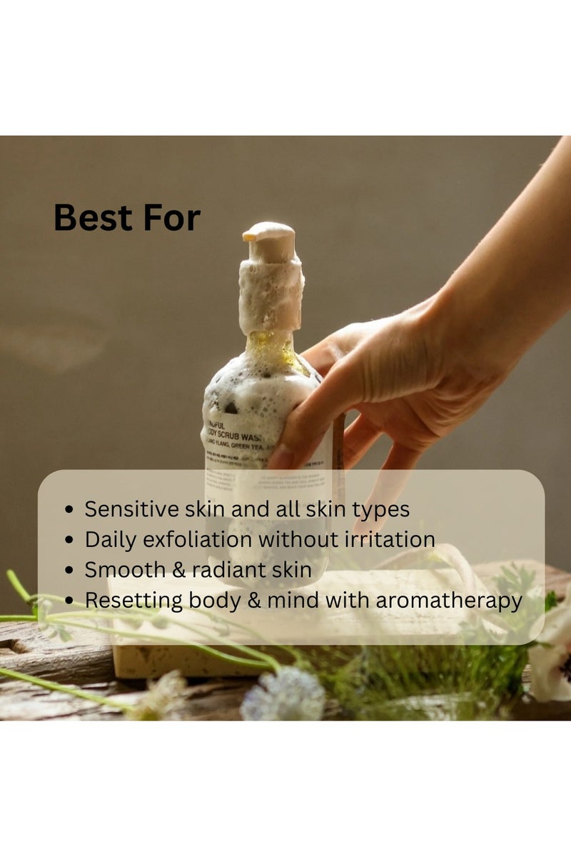 تون28 مقشر جسم عطري بغسول مميز يحتوي على الإيلنغ إيلنغ، الشاي الأخضر والمشمش – ترطيب عميق وتقشير لطيف – برائحة الأزهار البرية والحمضيات، في عبوة مصنوعة من مواد معاد تدويرها بنسبة 100%، عناية كورية نباتية بالجسم، ٣٠٠ مل. - Image 3