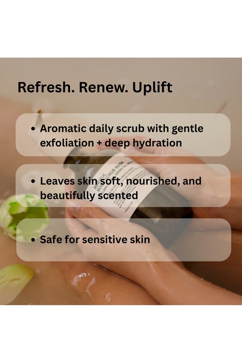 تون28 مقشر جسم عطري بغسول مميز يحتوي على الإيلنغ إيلنغ، الشاي الأخضر والمشمش – ترطيب عميق وتقشير لطيف – برائحة الأزهار البرية والحمضيات، في عبوة مصنوعة من مواد معاد تدويرها بنسبة 100%، عناية كورية نباتية بالجسم، ٣٠٠ مل. - Image 4