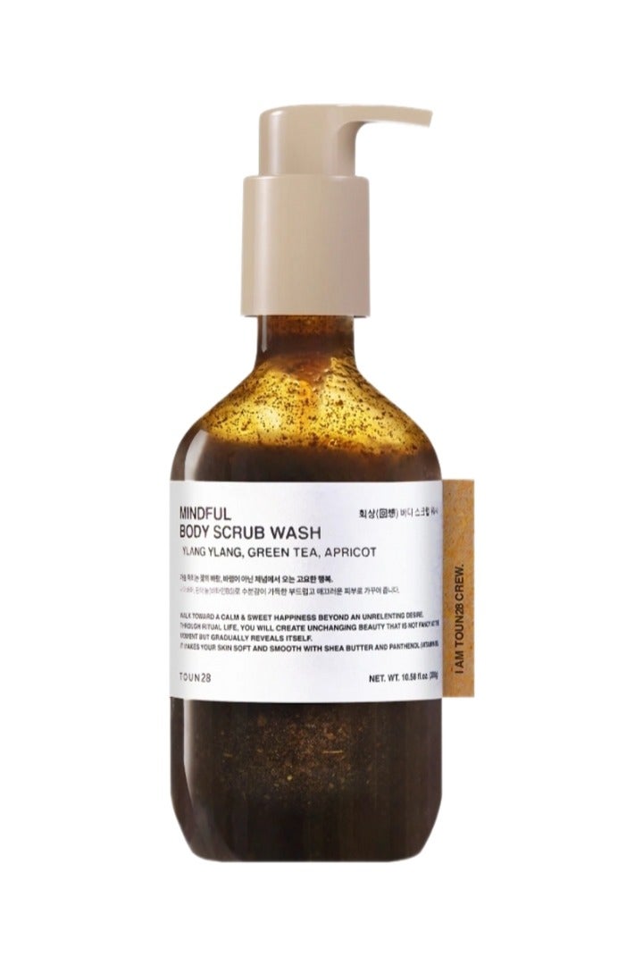 تون28 مقشر جسم عطري بغسول مميز يحتوي على الإيلنغ إيلنغ، الشاي الأخضر والمشمش – ترطيب عميق وتقشير لطيف – برائحة الأزهار البرية والحمضيات، في عبوة مصنوعة من مواد معاد تدويرها بنسبة 100%، عناية كورية نباتية بالجسم، ٣٠٠ مل. - Image 1