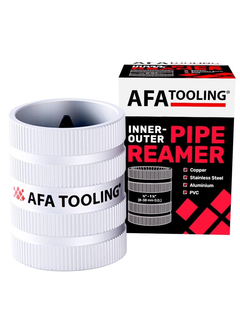 AFA Tooling Approved for Automotive AFA Tooling - Inner/Outer Pipe Reamer for 1/4" to 1-1/4" Pipes, Deburring Tool with Inner & Outer Cones for Smoothing & Reaming Copper, Stainless Steel, PVC, Metal & Aluminium - Plumbing Tool  - Image 1