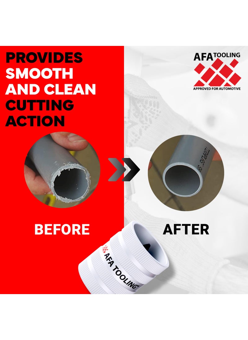 AFA Tooling - Inner/Outer Pipe Reamer for 1/4" to 1-1/4" Pipes, Deburring Tool with Inner & Outer Cones for Smoothing & Reaming Copper, Stainless Steel, PVC, Metal & Aluminium - Plumbing Tool