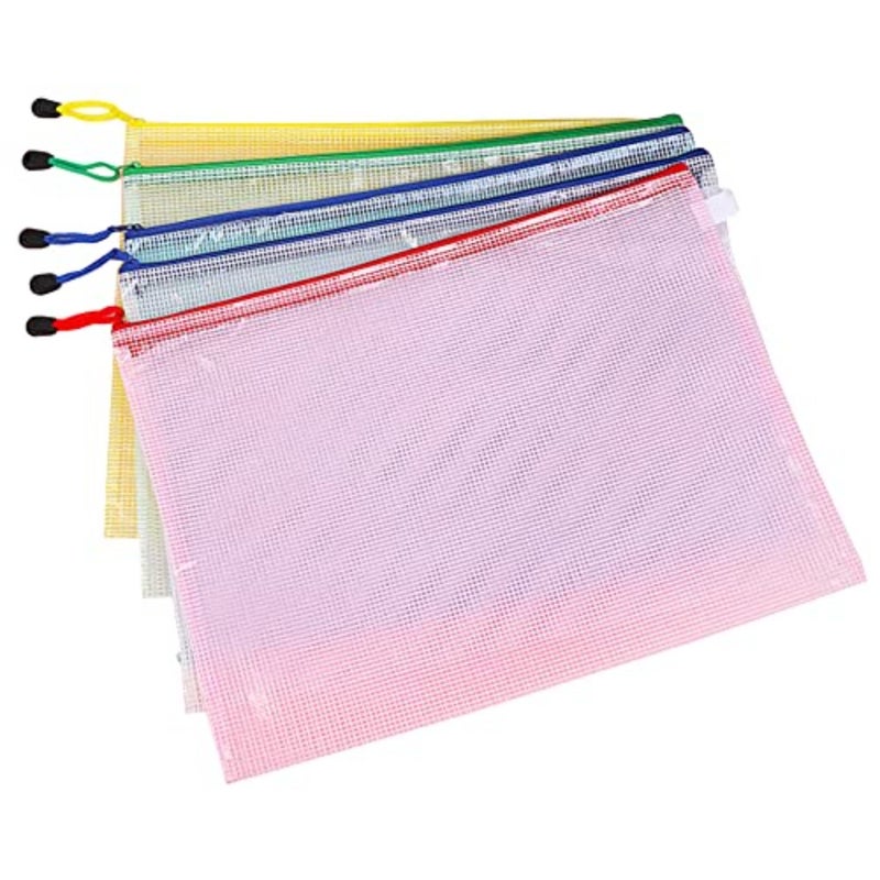 5 Pcs A3 PVC File Storage Bags File Folder Pouch Document Organizer Bag File Holder Wallet with Zipper for School Office - Image 1