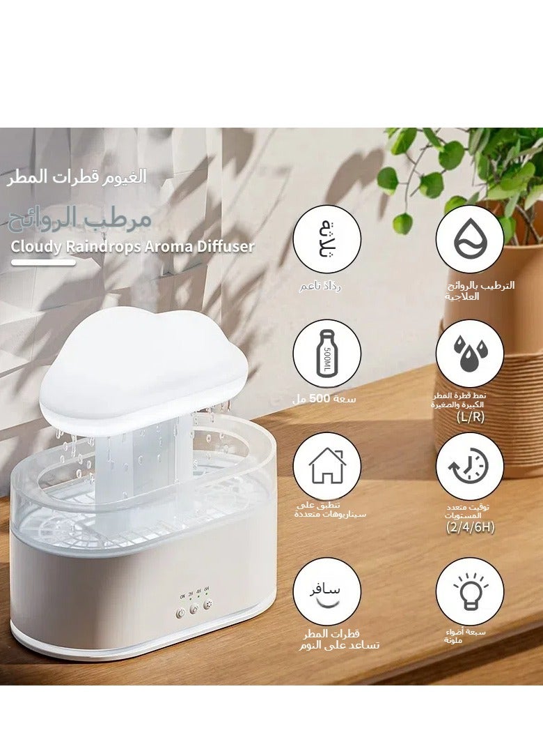 مدفع رذاذ السحابة المطرية مروحة رطوبة ومدفع رذاذ زيت طيار، مدفع رذاذ عطري للأراضي الكبيرة 500 مل، مع 7 ألوان ليد، مؤقت إيقاف تلقائي، للمكتب والمنزل - Image 4