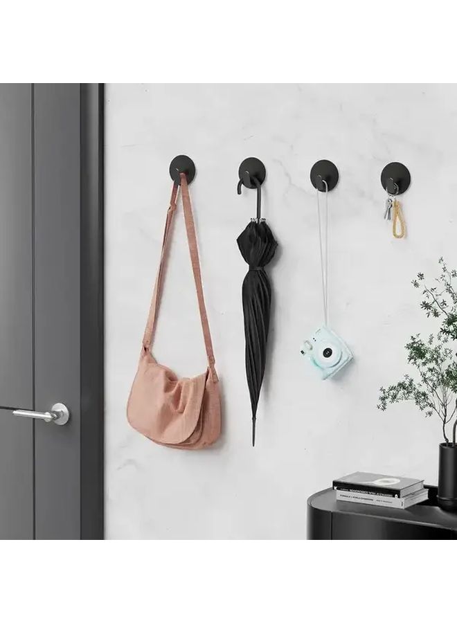 4 Set High Quality Stainless Steel Adhesive Hooks Black Heavy Duty Painted Finish Towel Hanger Robes Loofahs Coats Clothes Caps Keys For Bathroom Shower - Image 3