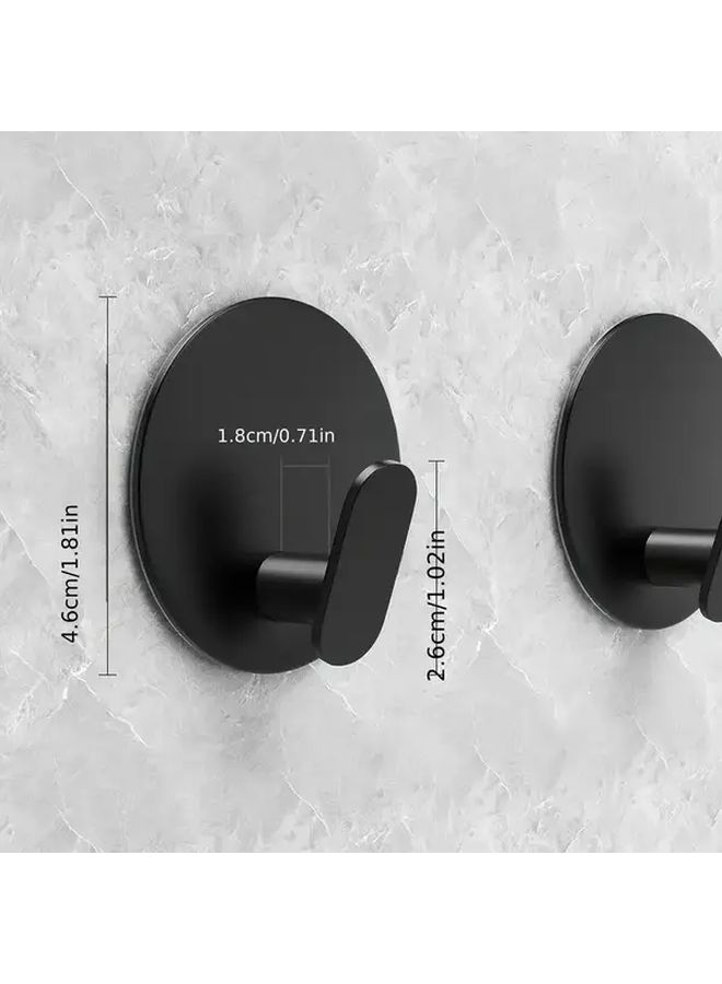 4 Set High Quality Stainless Steel Adhesive Hooks Black Heavy Duty Painted Finish Towel Hanger Robes Loofahs Coats Clothes Caps Keys For Bathroom Shower - Image 4