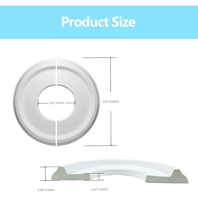 2 PCS WHITE SPLIT CEILING MEDALLION, SPLIT LIGHTING PU CEILING MEDALLION CEILING COVER CEILING FAN LIGHT COVERS FOR LIGHT FIXTURES AND CEILING FANS 10" OD X 3.8" ID - Image 3