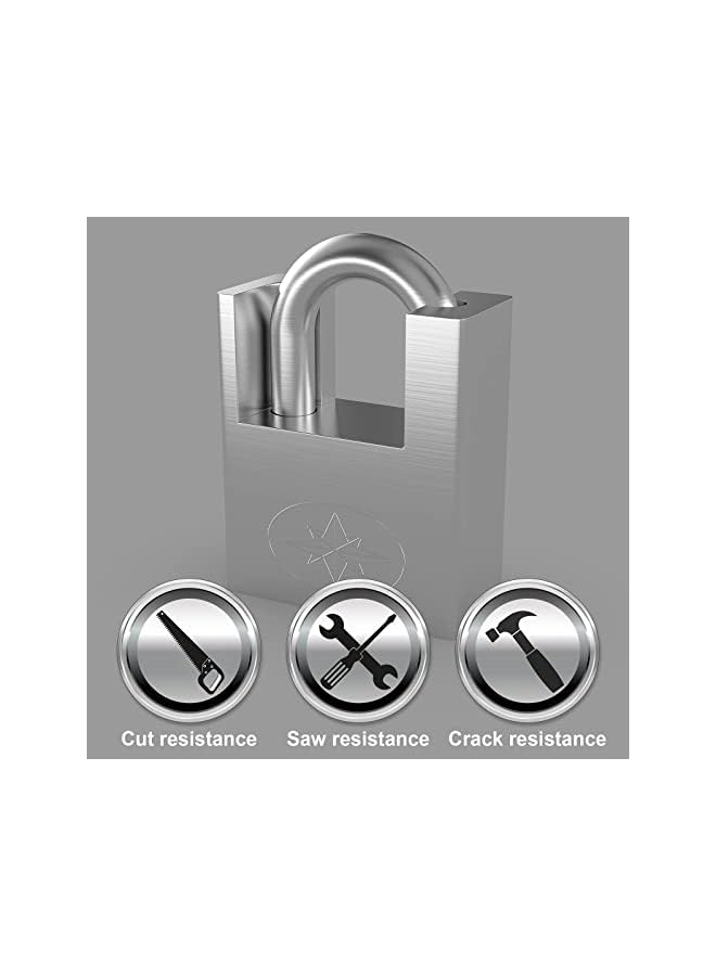 PROMASS Padlock, Lock for Outdoor Use with Key, 2Pcs 60mm Impact Cut Resistance Anti-Rust Padlock Outdoor Weatherproof Lock with 10mm Shackle High Security Lock for Warehouse, Container, Gym Locker, Garage - Image 2