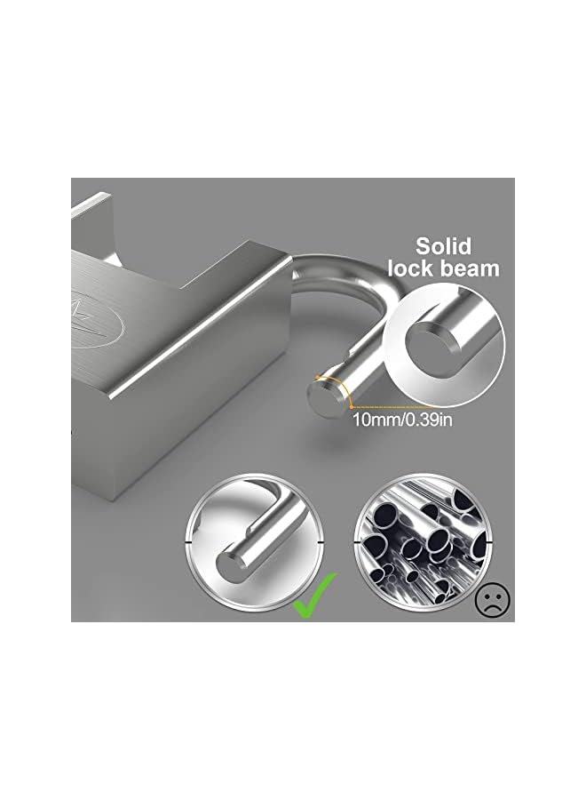 PROMASS Padlock, Lock for Outdoor Use with Key, 2Pcs 60mm Impact Cut Resistance Anti-Rust Padlock Outdoor Weatherproof Lock with 10mm Shackle High Security Lock for Warehouse, Container, Gym Locker, Garage - Image 3