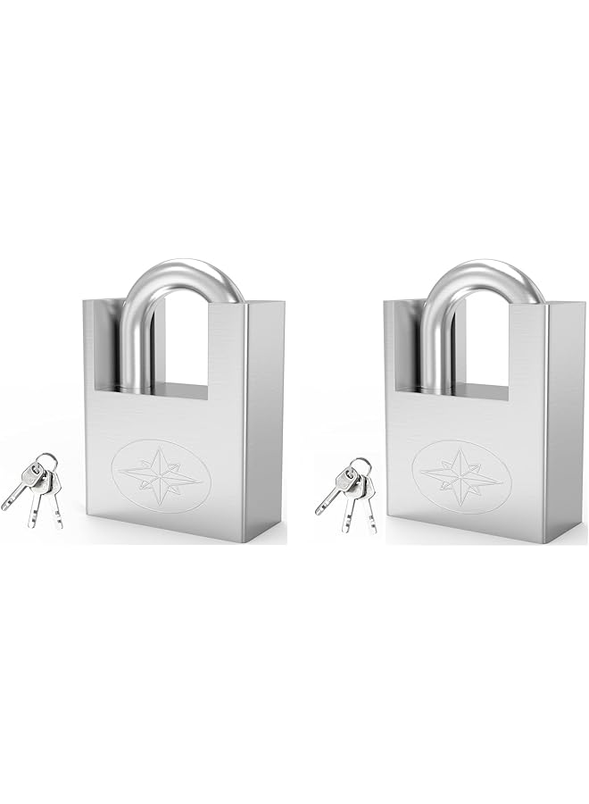PROMASS Padlock, Lock for Outdoor Use with Key, 2Pcs 60mm Impact Cut Resistance Anti-Rust Padlock Outdoor Weatherproof Lock with 10mm Shackle High Security Lock for Warehouse, Container, Gym Locker, Garage - Image 1
