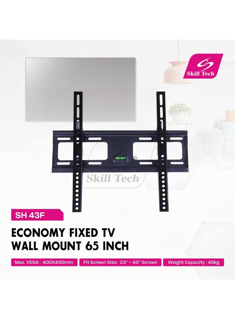 سكيل تك حامل تلفزيون حائطي ثابت اقتصادي من سكيل تيك SH 43F | يناسب أجهزة التلفزيون من ٢٣ إلى ٦٥ بوصة | يدعم الشاشات المنحنية والمسطحة | فولاذ متين | سعة ٤٥ كجم | متوافق مع معايير VESA حتى ٤٠٠ × ٤٠٠ مم | تصميم نحيف للغاية بسمك ٣٠ مم | أسود غير لامع - Image 3