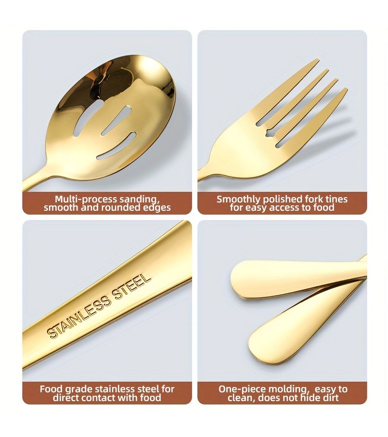 Silvery 6 Piece Stainless Steel Kitchen Utensil Set With Pizza Peel Slotted Turner Fork Soup Ladle Slotted Spoon And Small Tongs For Serving Cake Pasta Salad Steak And Pastries - Image 4