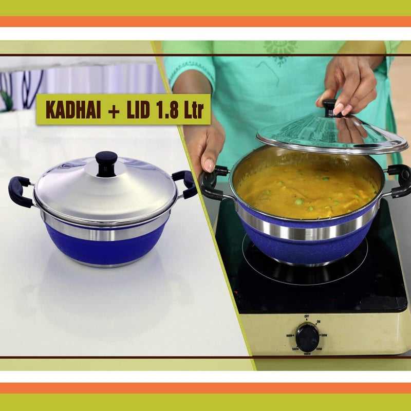 Klassi Kichen 3 in 1 Multi Kadhai Idli Maker Steamer Coco Blue - Image 5
