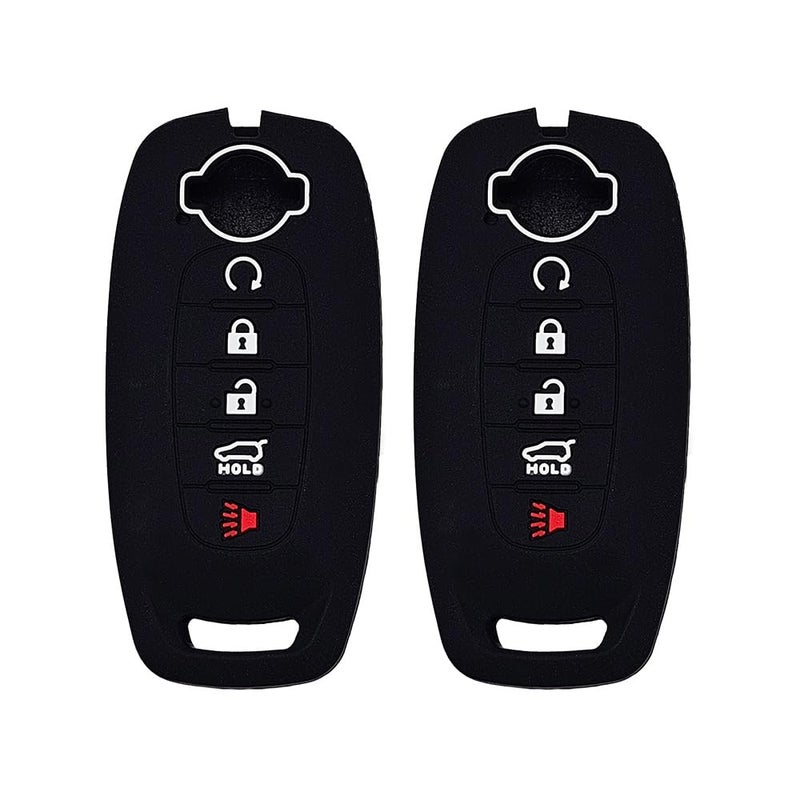 Autobase Silicone Key Fob Cover for 2023 2024 2025 Nissan Rogue Pathfinder Sentra  Rubber Remote Key Fob Protector Case with 5 Buttons  Black  2 Pcs