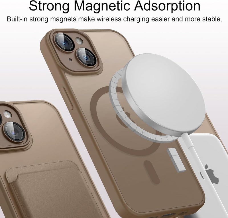 Demark Magnetic for iPhone 13 Case, [Compatible with MagSafe][10 FT Military Grade Drop Protection] [Dual Layer Structure Protection] Non-Slip Heavy Duty Full-Body Shockproof iPhone 13 Cover (Brown) - Image 4