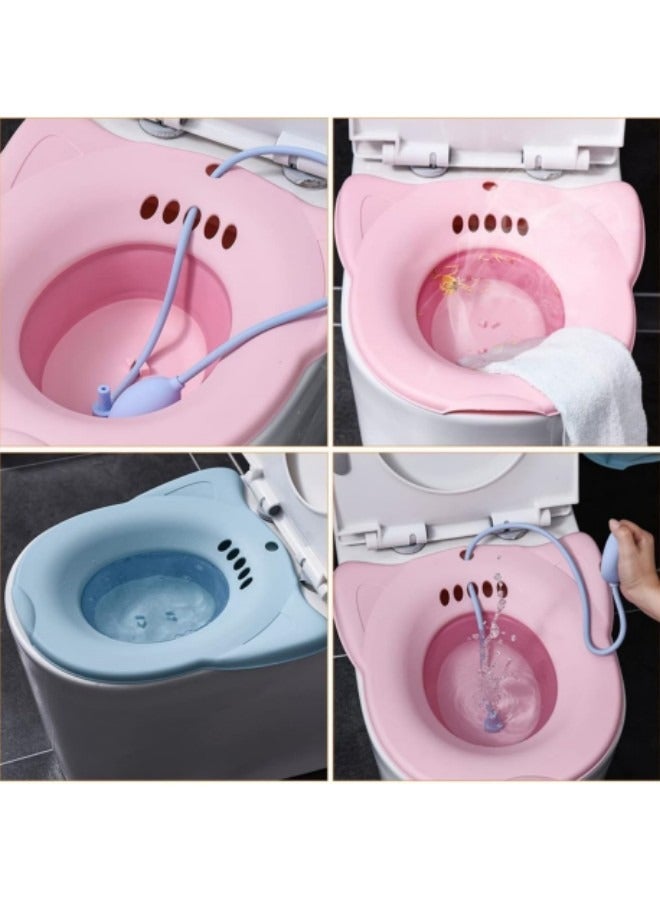 GGEROU أحواض استحمام سيتز، حمام سيتز قابل للطي بدون استخدام القرفصاء للعناية بالمرحاض بعد الولادة، علاج البواسير الذي يهدئ ويخفف الالتهاب، وردي - Image 4