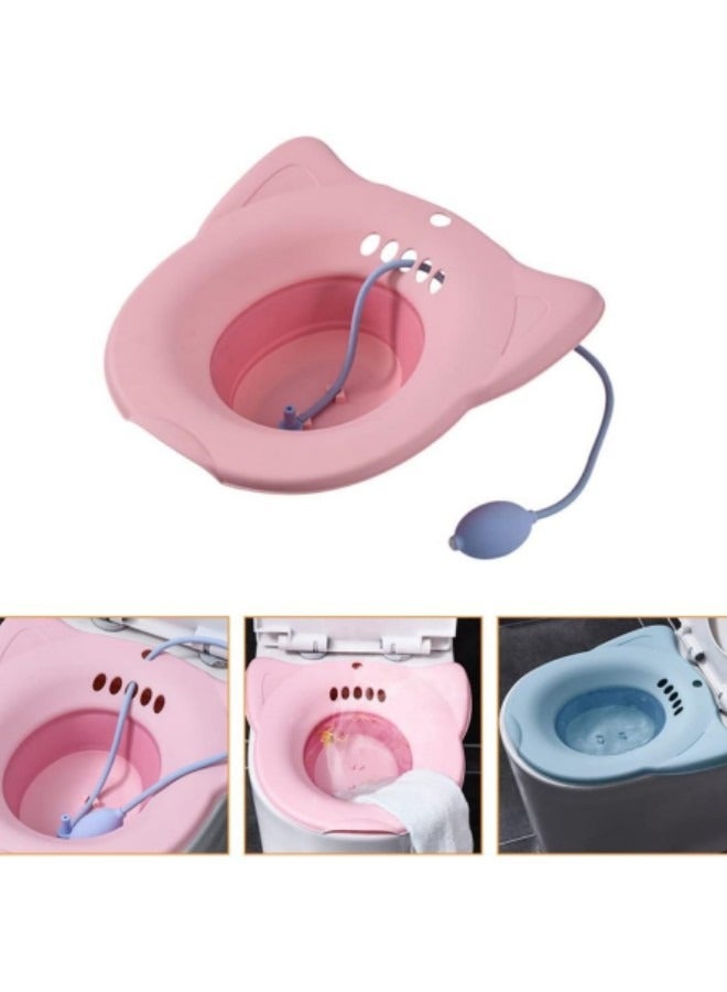 GGEROU أحواض استحمام سيتز، حمام سيتز قابل للطي بدون استخدام القرفصاء للعناية بالمرحاض بعد الولادة، علاج البواسير الذي يهدئ ويخفف الالتهاب، وردي - Image 5