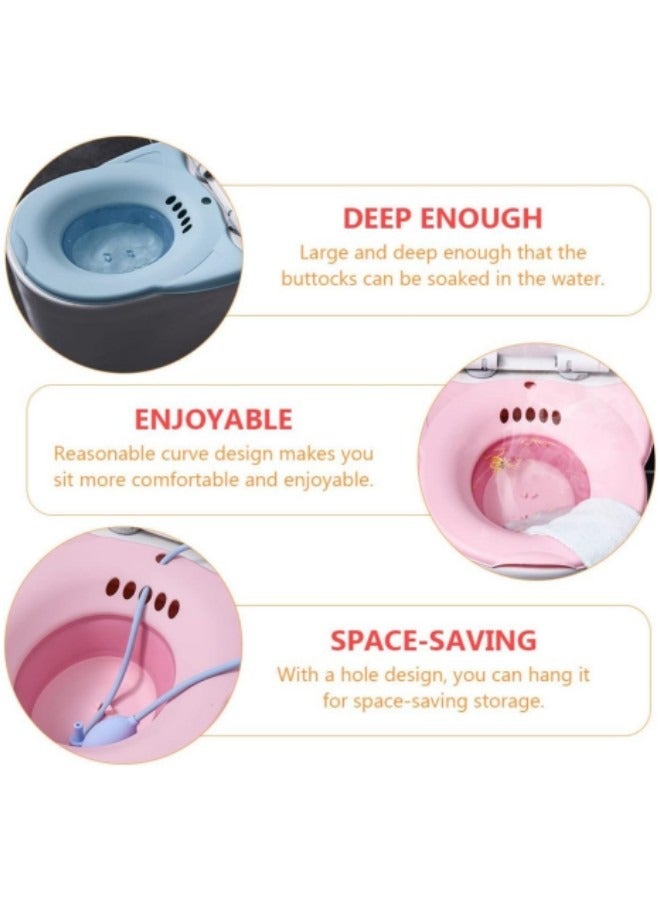 GGEROU أحواض استحمام سيتز، حمام سيتز قابل للطي بدون استخدام القرفصاء للعناية بالمرحاض بعد الولادة، علاج البواسير الذي يهدئ ويخفف الالتهاب، وردي - Image 2