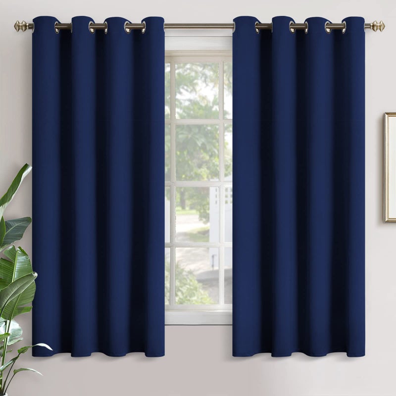 YoungsTex Navy Blackout Curtains 63 Inch Length for Kids Bedroom Thermal Insulated with Grommet Room Darkening Window Drapes for Living Room 2 Panels 52 x 63 Inch
