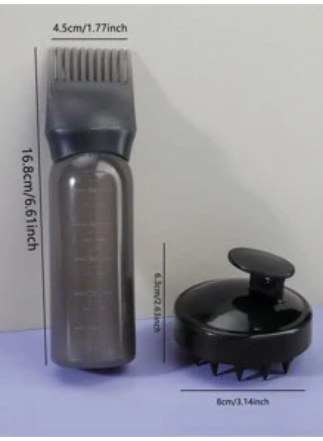 Miamia 2 Pcs Bottles of Shampoo and Dry Shampoo Hairbrush Dye Bottle with Measuring Scale Bleach Oil Treatment Bottles Hair Styling Tools Black Color Hair Products and Accessories for Salons Shaving Travel Back to School Holidays and Womens Hair Accessories Black Color - Image 2