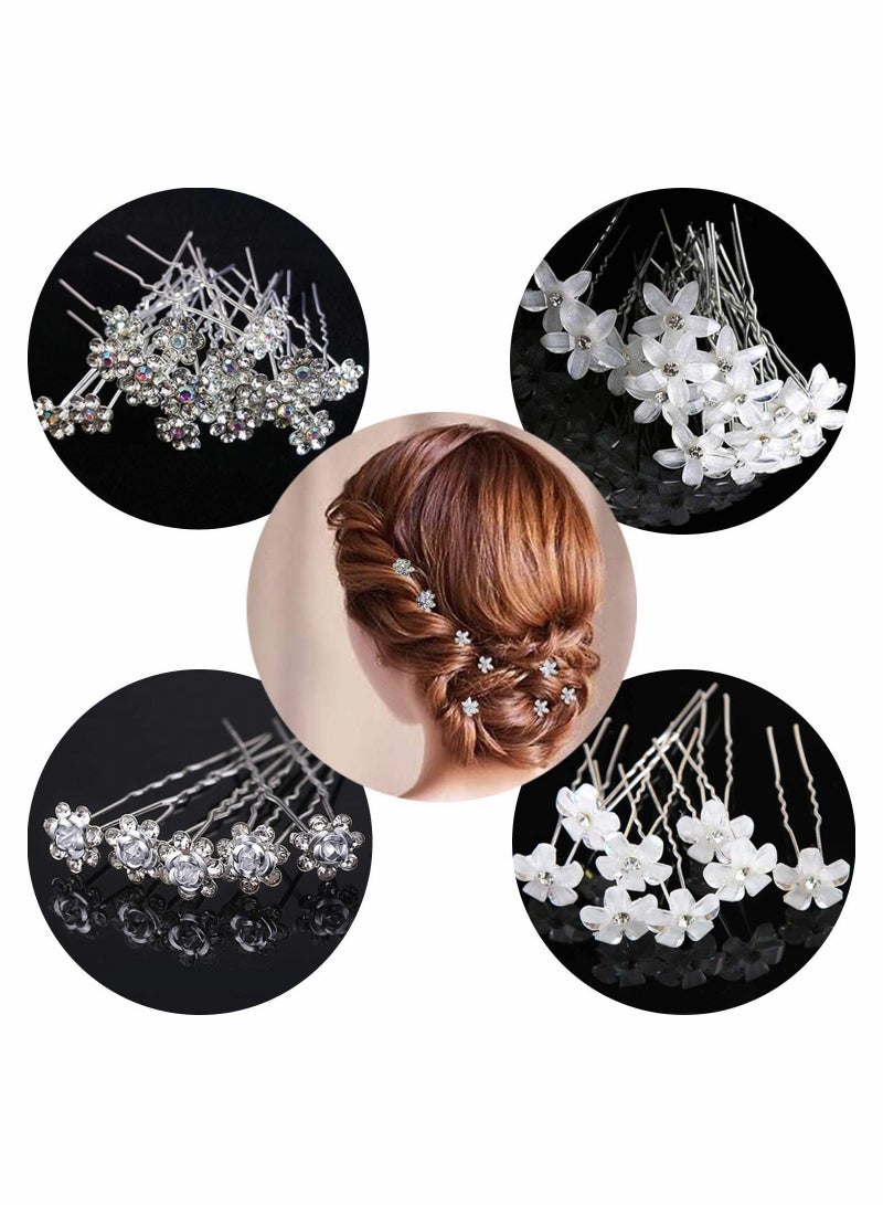 Elegant White Diamond U Shaped Hairpin for Women, Perfect Bridal Hair Accessory - Image 1