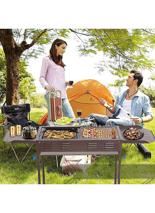 VIO Charcoal Grill Portable BBQ Grill Folding Barbecue Grill Charcoal Shish Kebab Grill Stainless Steel Camping Grill for Outdoor Picnic Patio Backyard Camping Cooking Ramadan Get Together  Suitable For 5 To15 People  - Image 3