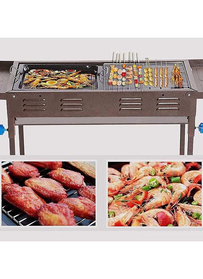 VIO Charcoal Grill Portable BBQ Grill Folding Barbecue Grill Charcoal Shish Kebab Grill Stainless Steel Camping Grill for Outdoor Picnic Patio Backyard Camping Cooking Ramadan Get Together  Suitable For 5 To15 People  - Image 4