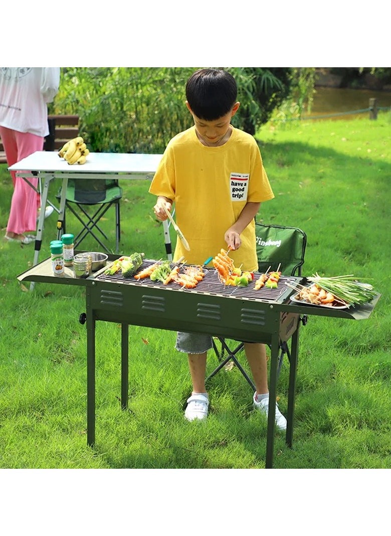 VIO Charcoal Grill Portable BBQ Grill Folding Barbecue Grill Charcoal Shish Kebab Grill Stainless Steel Camping Grill for Outdoor Picnic Patio Backyard Camping Cooking Ramadan Get Together  Suitable For 5 To15 People  - Image 1