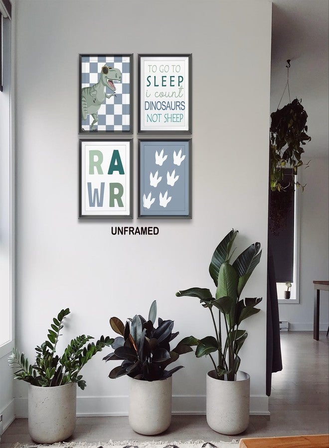 AEHIE Rawr Retro Checkered Dinosaur T-Rex Pawprints Poster Prints for Teen Boy Kids Room Playroom Decor,Dinosaurs Nursery Decorations Prints Wall Art Unframed 4pcs 8x10inches,Boys Kids Gifts - Image 2