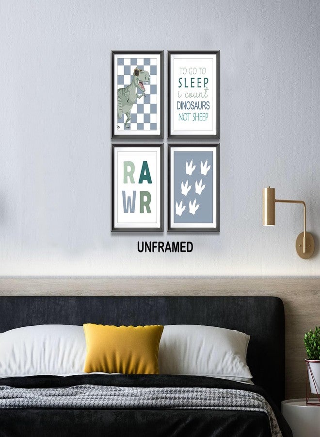 AEHIE Rawr Retro Checkered Dinosaur T-Rex Pawprints Poster Prints for Teen Boy Kids Room Playroom Decor,Dinosaurs Nursery Decorations Prints Wall Art Unframed 4pcs 8x10inches,Boys Kids Gifts - Image 3