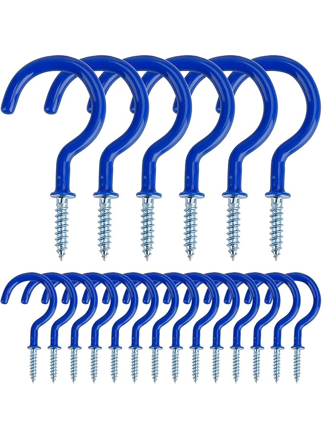 PROMASS promass Metal Ceiling Screw Hooks Screw Hook Vinyl for Indoor and Outdoor Use for Hanging Cups, Pots, Lights, Ropes, 20 Pieces (Blue)  - Image 1