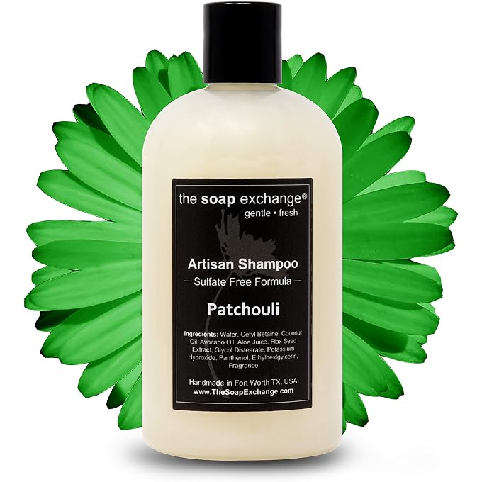 STRBOXONG The Soap Exchange Hair Shampoo Patchouli Scent Hand Crafted 12 fl oz / 354 ml Natural Artisan Hair Care, Gentle, Sulfate & Paraben Free, Cleanse, Moisturize, & Protect. Made in the USA. - Image 1