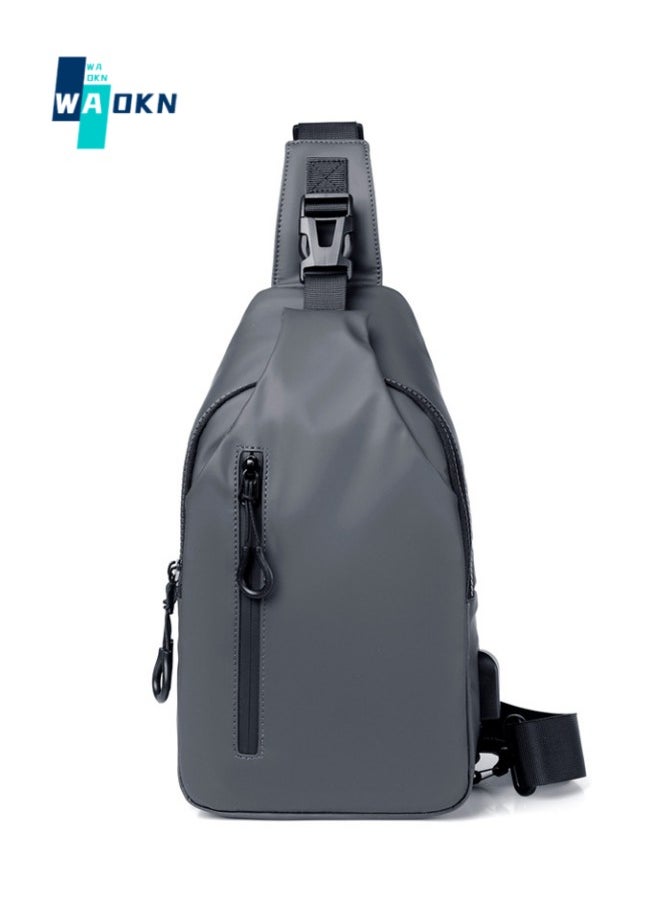 WAOKN - Men's Outdoor Leisure Chest Bag, Boy's Large Capacity Waterproof Crossbody Bag Fanny Pack Belt Bag, Cycling and Hiking Handbag Carrying Bag for College Students and Teenagers - Image 1