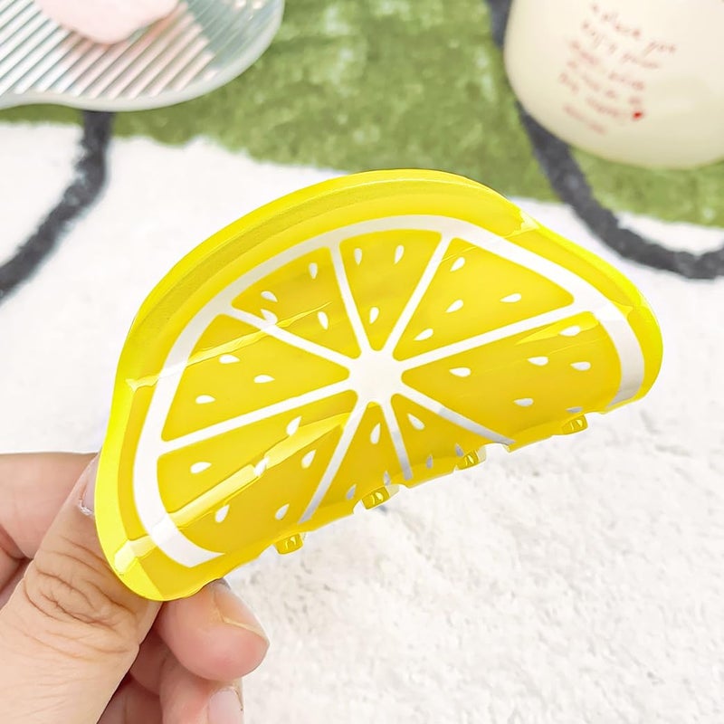 Fruit Print Hair Claws Non Slip 3 Medium Hair Claws Clips Cute Vivid Color Women Girls Hair Accessories Orange Shape