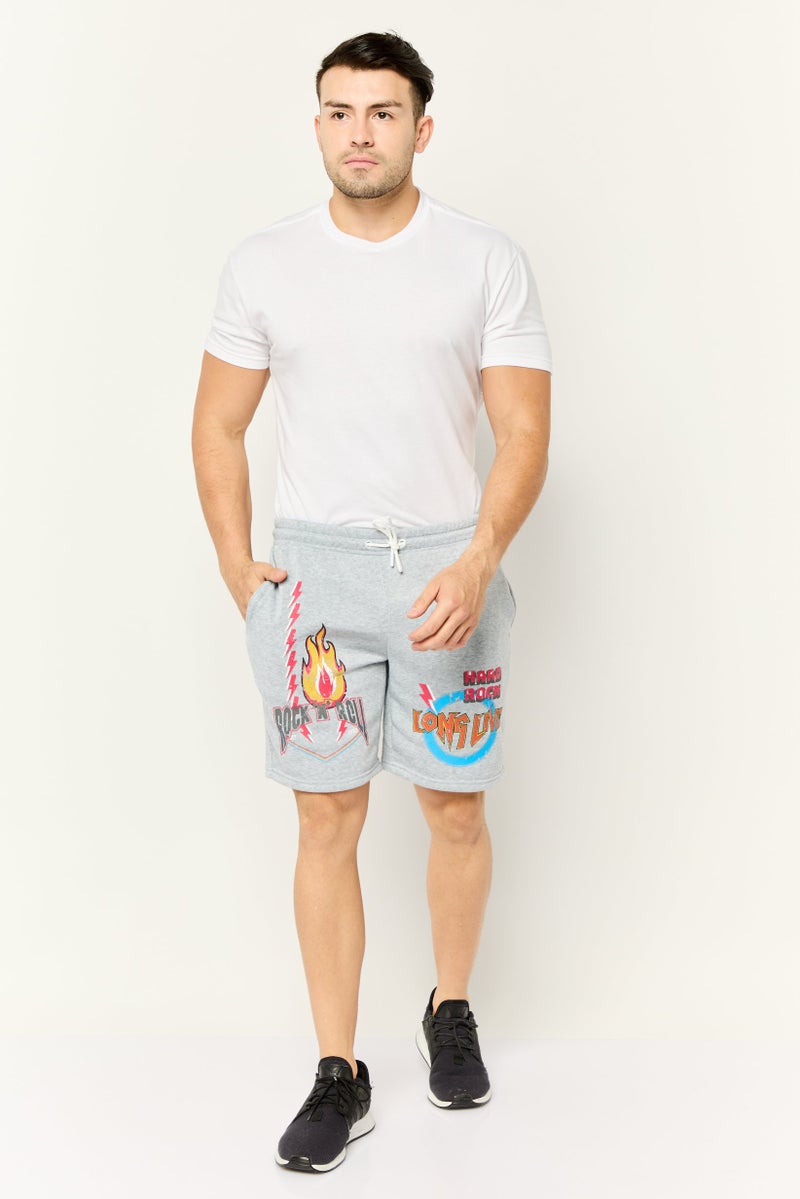 MEMBERS ONLY Men Regular Fit 8 Inseam Graphic Print Fleece Shorts, Heather Grey - Image 2