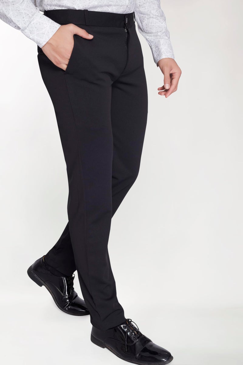 DIVISIVE Men's Regular Fit Poly Lycra Knitted Stretchy Formal Trouser (DPT201_36_Black) - Image 4