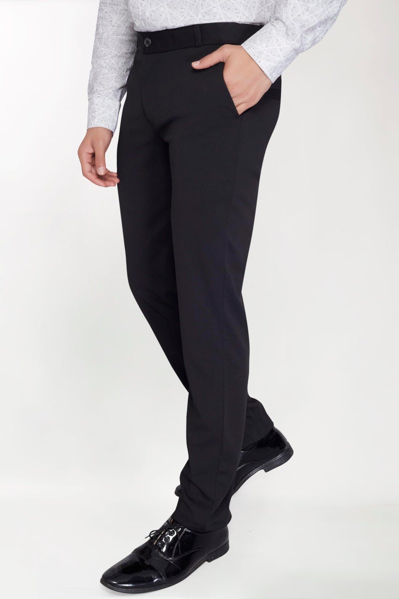 DIVISIVE Men's Regular Fit Poly Lycra Knitted Stretchy Formal Trouser (DPT201_36_Black) - Image 3