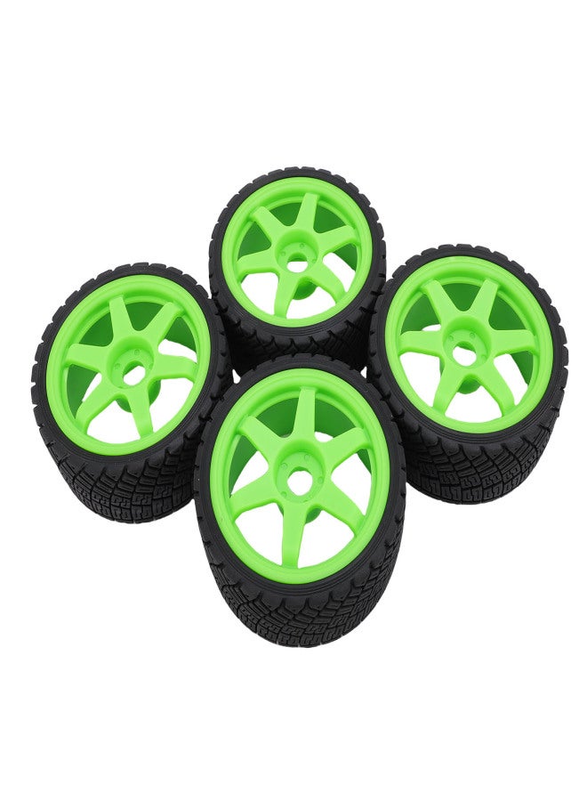 4pcs 1/7 1/8 RC Rally Car Tires Wheel Rims Sturdy Plastic Fashionable 17mm RC Rally Racing Tyres Replacement for ARRMA Green - Image 4
