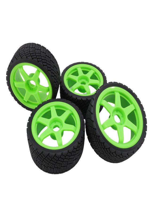 4pcs 1/7 1/8 RC Rally Car Tires Wheel Rims Sturdy Plastic Fashionable 17mm RC Rally Racing Tyres Replacement for ARRMA Green - Image 3